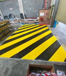 Construction stripes on floor